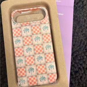 iPhone 17 air Tropical Checkered Phone Case - Orange and Green